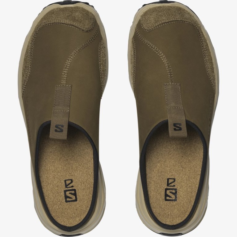 Brown Salomon Rx Leather Advanced Men's Slides | IE MI6153